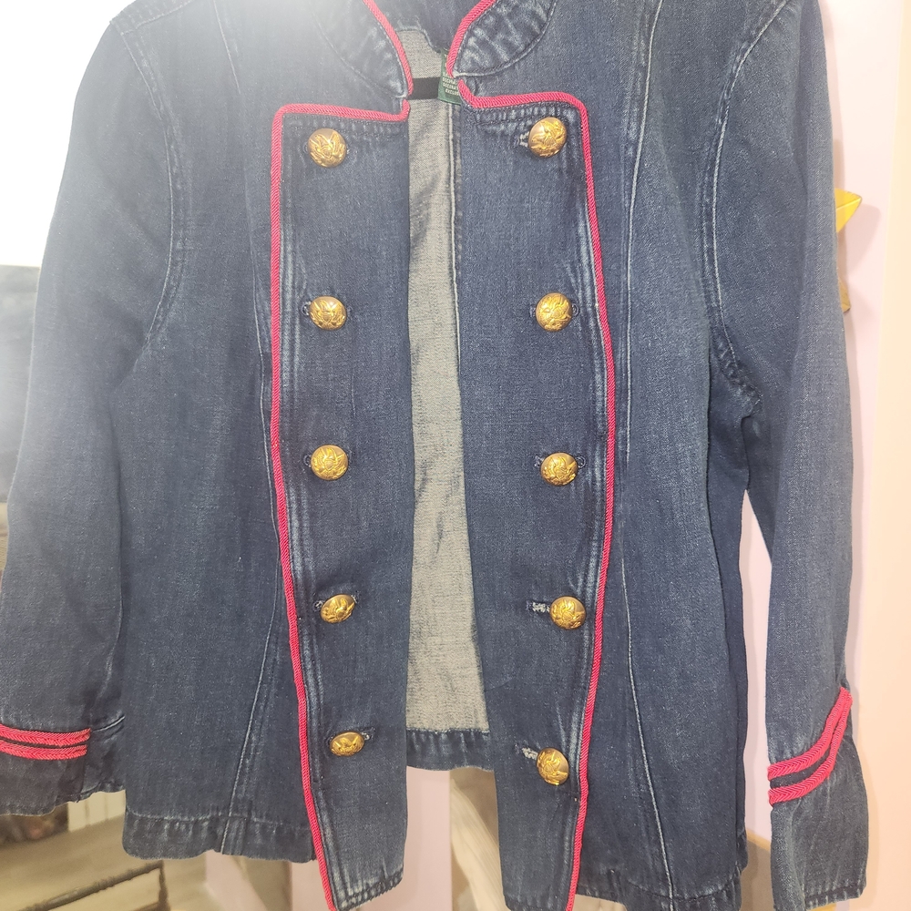 ​🔥 NWT Ralph Lauren Gramercy Military Denim Blazer Jean Jacket Y2k L